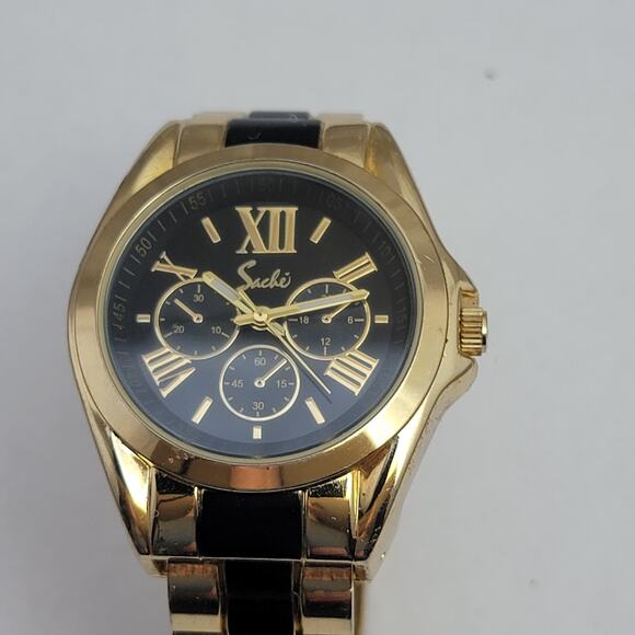 Vintage Watches Sachi Gold Black Quartz Watch with Roman Dial & Sport Style - Picture 1 of 10